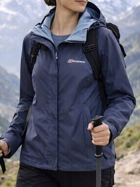 Berghaus AQ2 Waterproof Jacket Size 8 Lightweight Hooded Hiking Rain Shell